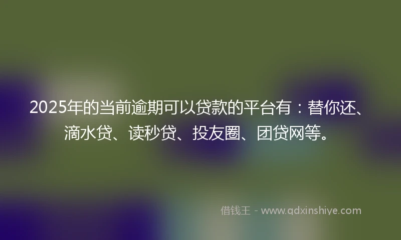 2025年的当前逾期可以贷款的平台有：替你还、滴水贷、读秒贷、投友圈、团贷网等。