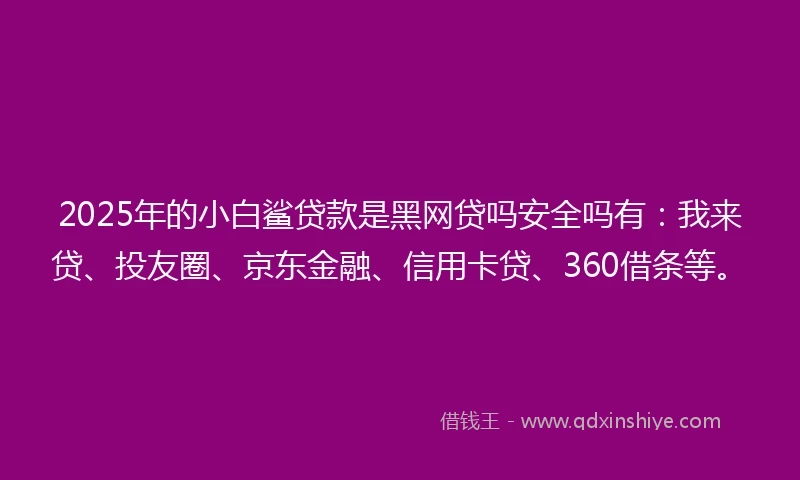 2025年的小白鲨贷款是黑网贷吗安全吗有：我来贷、投友圈、京东金融、信用卡贷、360借条等。