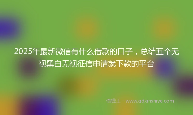 2025年最新微信有什么借款的口子，总结五个无视黑白无视征信申请就下款的平台