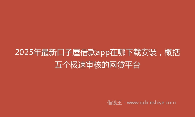 2025年最新口子屋借款app在哪下载安装，概括五个极速审核的网贷平台