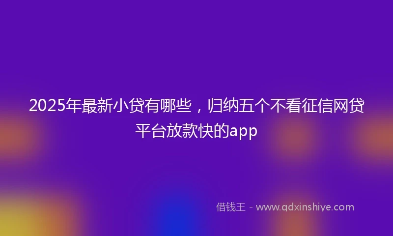 2025年最新小贷有哪些，归纳五个不看征信网贷平台放款快的app
