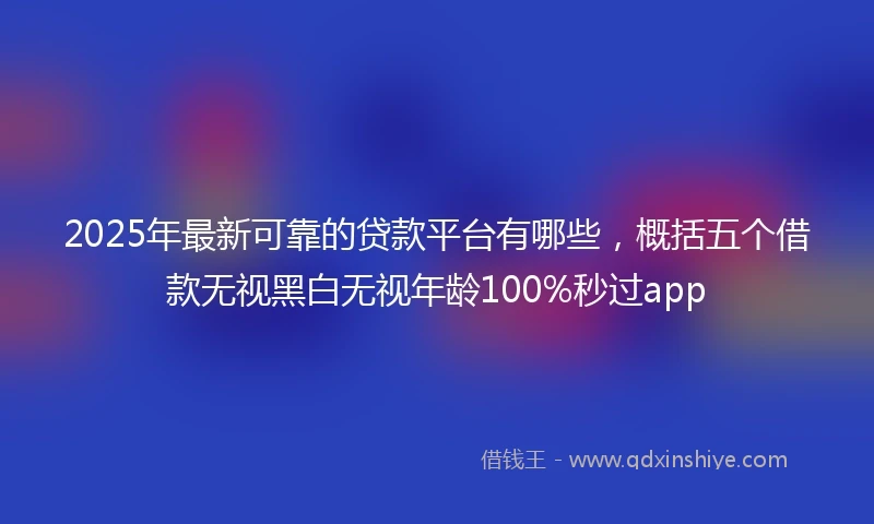 2025年最新可靠的贷款平台有哪些，概括五个借款无视黑白无视年龄100%秒过app