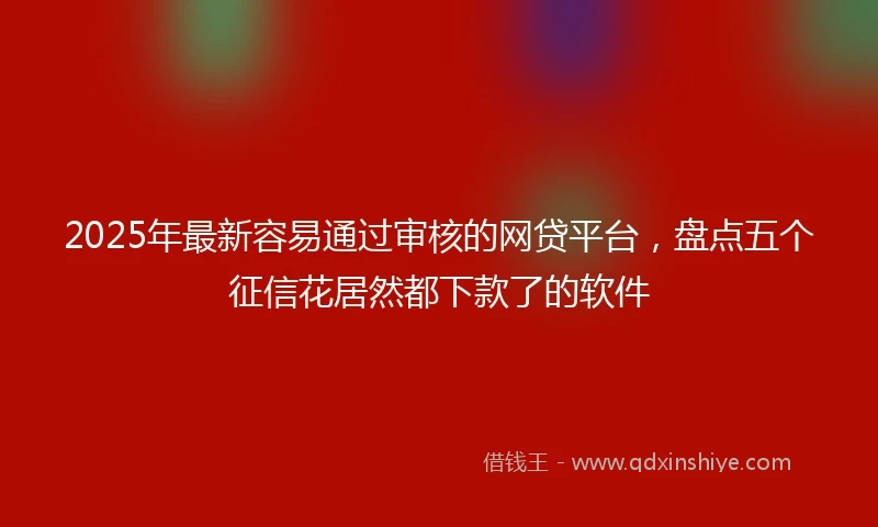 2025年最新容易通过审核的网贷平台，盘点五个征信花居然都下款了的软件