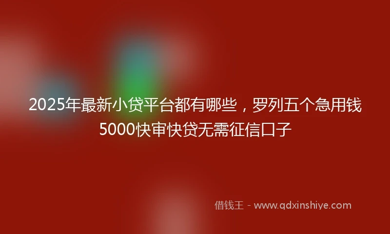 2025年最新小贷平台都有哪些，罗列五个急用钱5000快审快贷无需征信口子