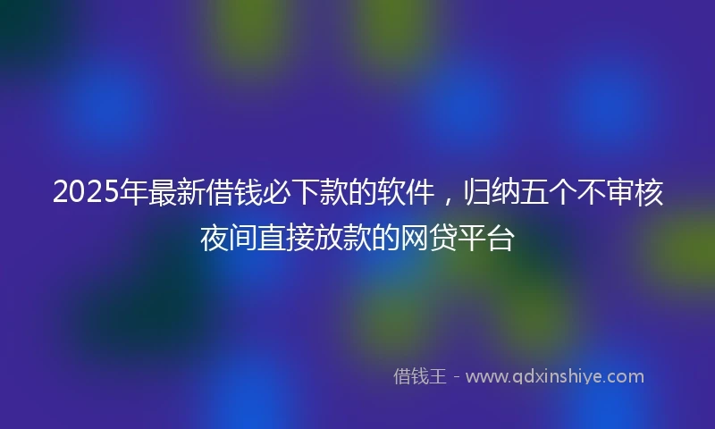 2025年最新借钱必下款的软件，归纳五个不审核夜间直接放款的网贷平台