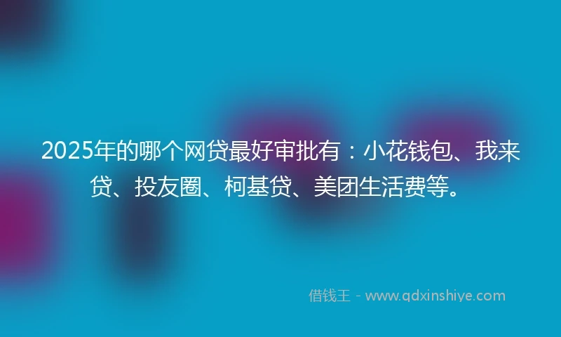 2025年的哪个网贷最好审批有：小花钱包、我来贷、投友圈、柯基贷、美团生活费等。