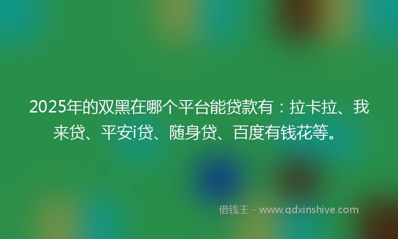 2025年的双黑在哪个平台能贷款有：拉卡拉、我来贷、平安i贷、随身贷、百度有钱花等。
