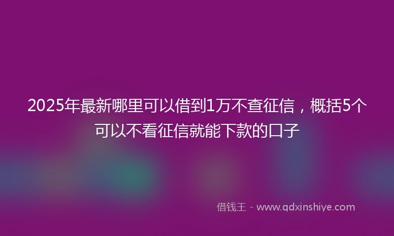 2025年最新哪里可以借到1万不查征信，概括5个可以不看征信就能下款的口子