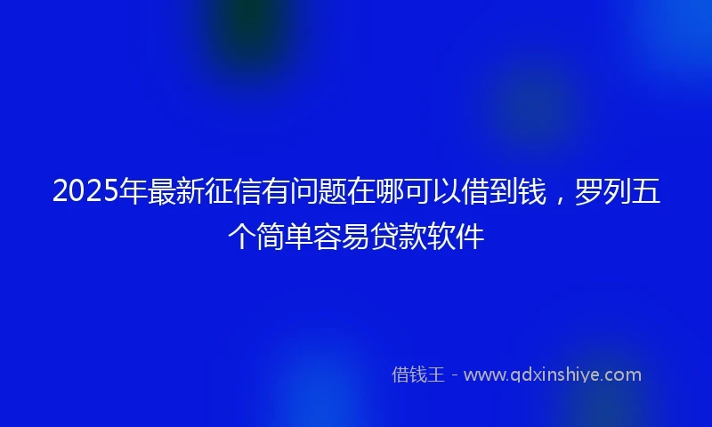 2025年最新征信有问题在哪可以借到钱，罗列五个简单容易贷款软件