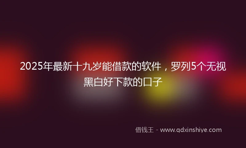2025年最新十九岁能借款的软件，罗列5个无视黑白好下款的口子