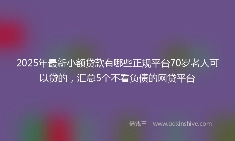2025年最新小额贷款有哪些正规平台70岁老人可以贷的，汇总5个不看负债的网贷平台