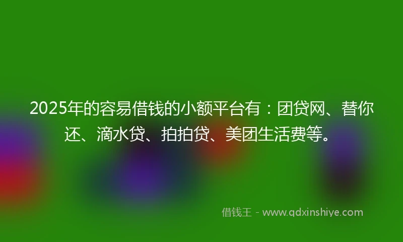 2025年的容易借钱的小额平台有：团贷网、替你还、滴水贷、拍拍贷、美团生活费等。