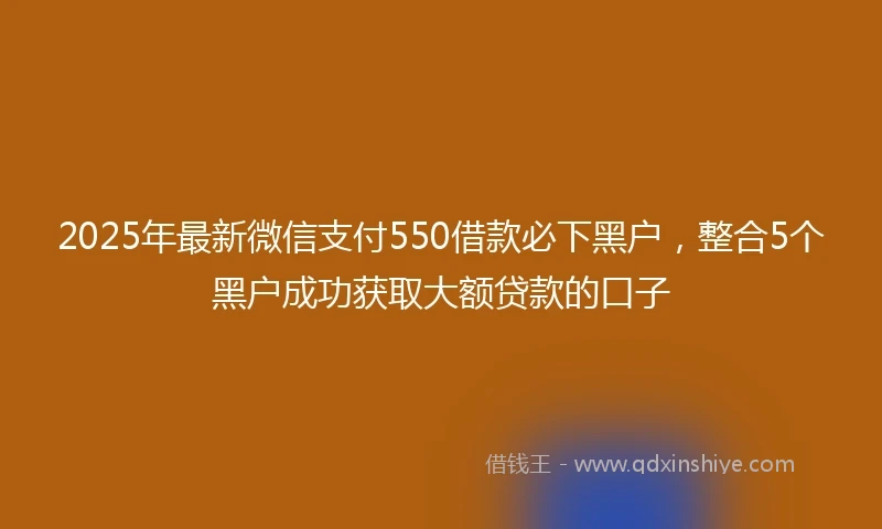 2025年最新微信支付550借款必下黑户，整合5个黑户成功获取大额贷款的口子
