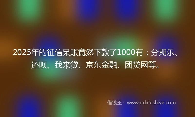 2025年的征信呆账竟然下款了1000有：分期乐、还呗、我来贷、京东金融、团贷网等。
