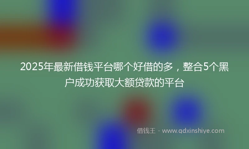 2025年最新借钱平台哪个好借的多，整合5个黑户成功获取大额贷款的平台