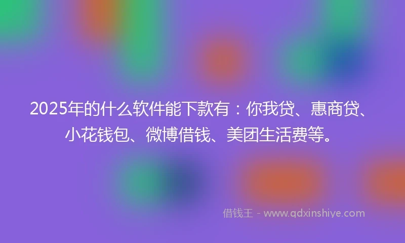 2025年的什么软件能下款有：你我贷、惠商贷、小花钱包、微博借钱、美团生活费等。