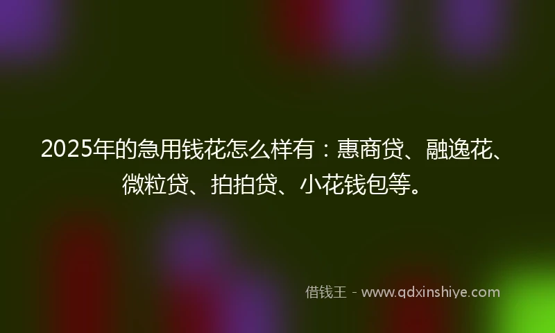 2025年的急用钱花怎么样有：惠商贷、融逸花、微粒贷、拍拍贷、小花钱包等。