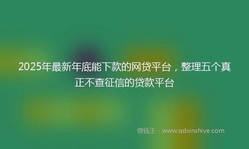 2025年最新年底能下款的网贷平台，整理五个真正不查征信的贷款平台