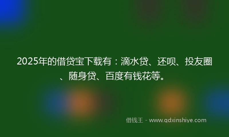 2025年的借贷宝下载有：滴水贷、还呗、投友圈、随身贷、百度有钱花等。
