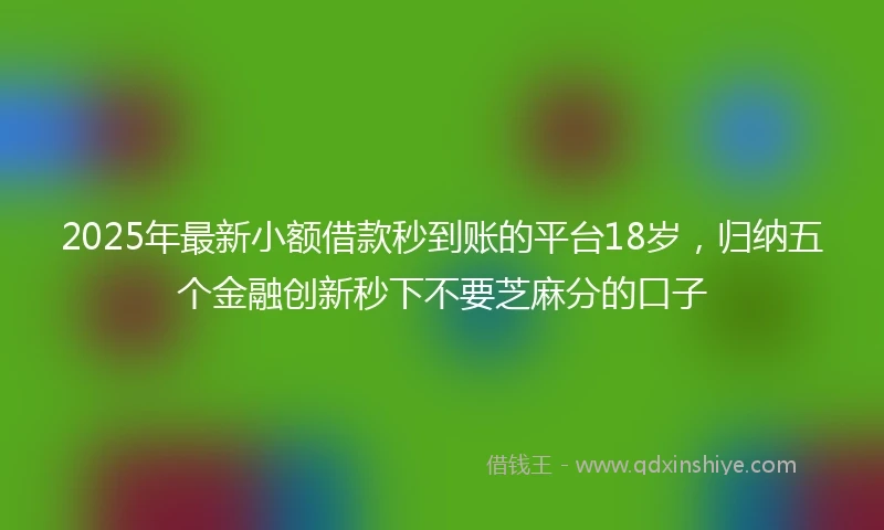 2025年最新小额借款秒到账的平台18岁，归纳五个金融创新秒下不要芝麻分的口子