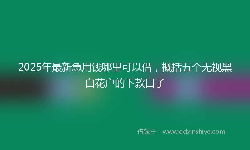 2025年最新急用钱哪里可以借，概括五个无视黑白花户的下款口子