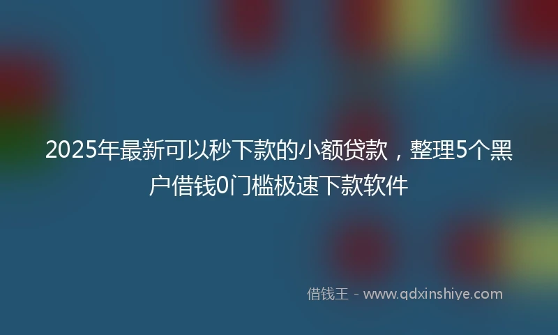 2025年最新可以秒下款的小额贷款，整理5个黑户借钱0门槛极速下款软件