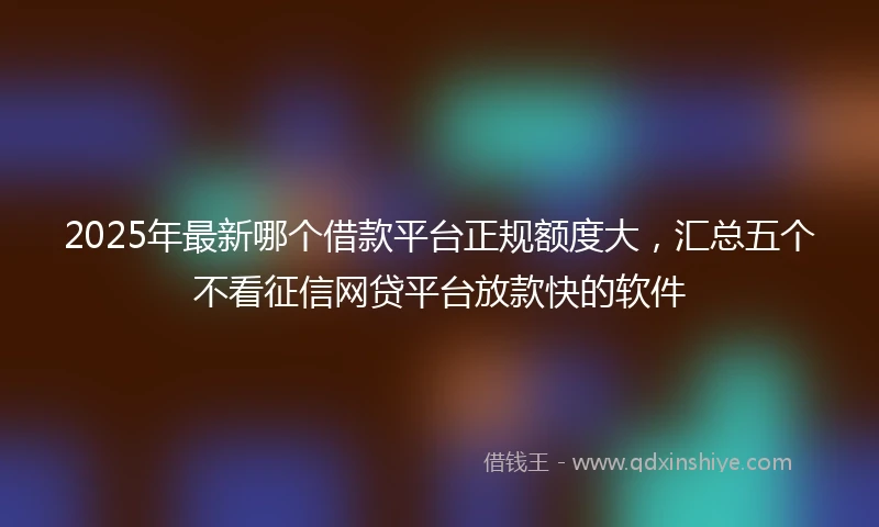2025年最新哪个借款平台正规额度大，汇总五个不看征信网贷平台放款快的软件