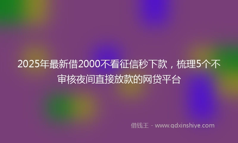 2025年最新借2000不看征信秒下款，梳理5个不审核夜间直接放款的网贷平台