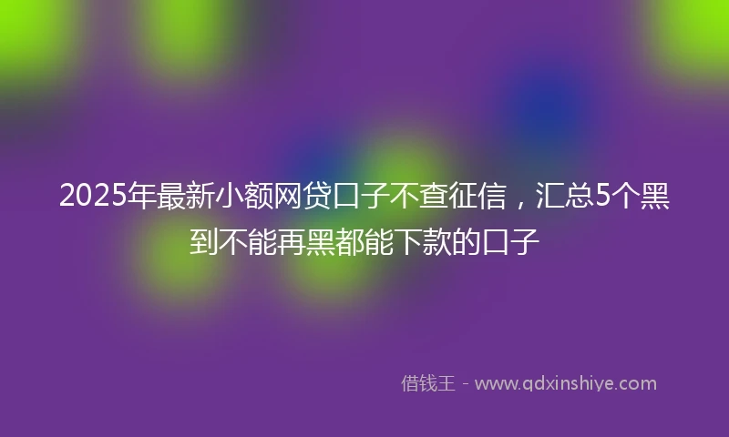 2025年最新小额网贷口子不查征信，汇总5个黑到不能再黑都能下款的口子
