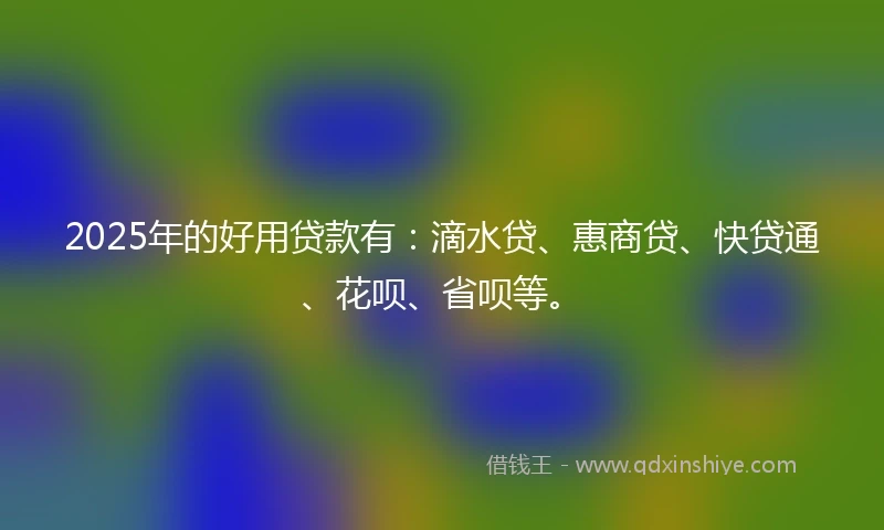 2025年的好用贷款有：滴水贷、惠商贷、快贷通、花呗、省呗等。