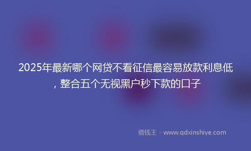 2025年最新哪个网贷不看征信最容易放款利息低，整合五个无视黑户秒下款的口子