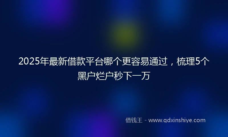 2025年最新借款平台哪个更容易通过，梳理5个黑户烂户秒下一万