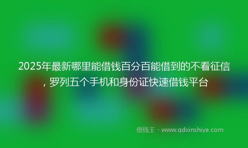 2025年最新哪里能借钱百分百能借到的不看征信，罗列五个手机和身份证快速借钱平台
