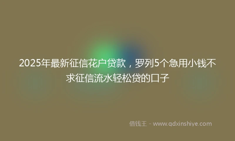 2025年最新征信花户贷款，罗列5个急用小钱不求征信流水轻松贷的口子