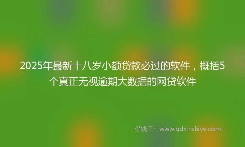 2025年最新十八岁小额贷款必过的软件，概括5个真正无视逾期大数据的网贷软件