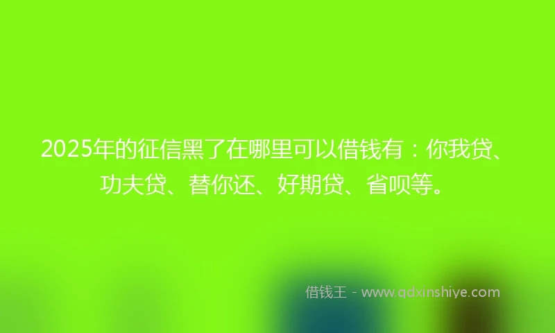 2025年的征信黑了在哪里可以借钱有：你我贷、功夫贷、替你还、好期贷、省呗等。