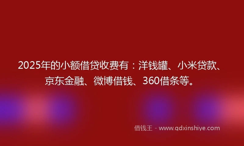 2025年的小额借贷收费有：洋钱罐、小米贷款、京东金融、微博借钱、360借条等。