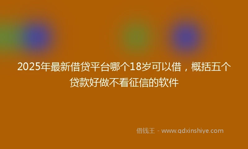 2025年最新借贷平台哪个18岁可以借，概括五个贷款好做不看征信的软件