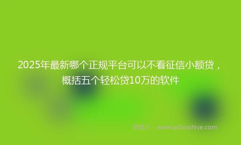 2025年最新哪个正规平台可以不看征信小额贷，概括五个轻松贷10万的软件