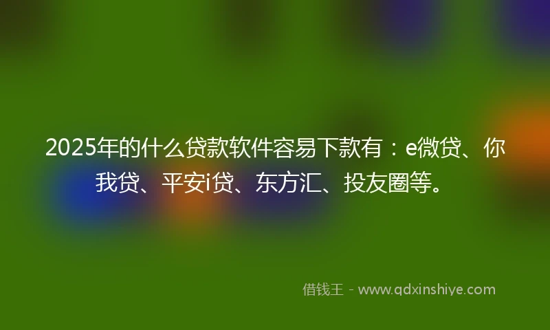 2025年的什么贷款软件容易下款有：e微贷、你我贷、平安i贷、东方汇、投友圈等。