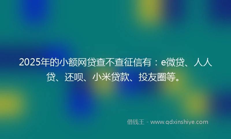 2025年的小额网贷查不查征信有：e微贷、人人贷、还呗、小米贷款、投友圈等。