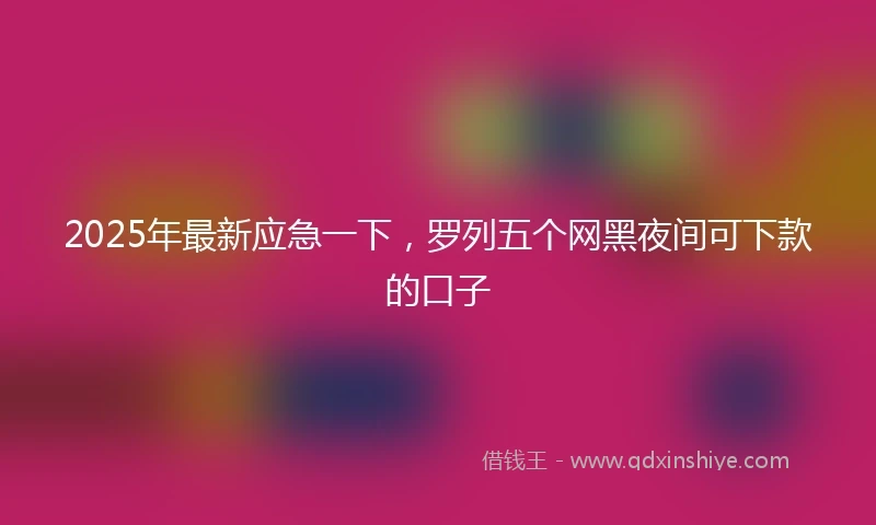 2025年最新应急一下，罗列五个网黑夜间可下款的口子