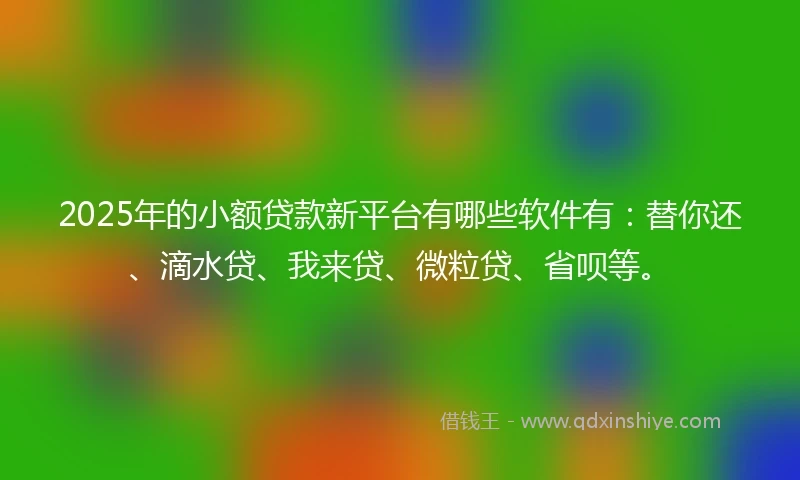 2025年的小额贷款新平台有哪些软件有：替你还、滴水贷、我来贷、微粒贷、省呗等。