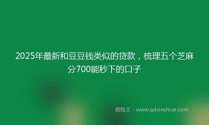 2025年最新和豆豆钱类似的贷款，梳理五个芝麻分700能秒下的口子