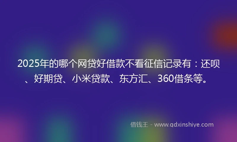 2025年的哪个网贷好借款不看征信记录有：还呗、好期贷、小米贷款、东方汇、360借条等。