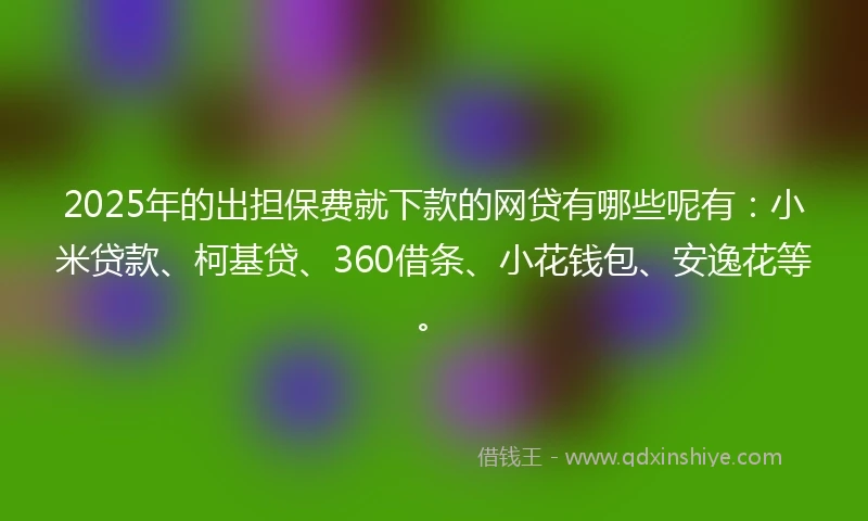2025年的出担保费就下款的网贷有哪些呢有：小米贷款、柯基贷、360借条、小花钱包、安逸花等。