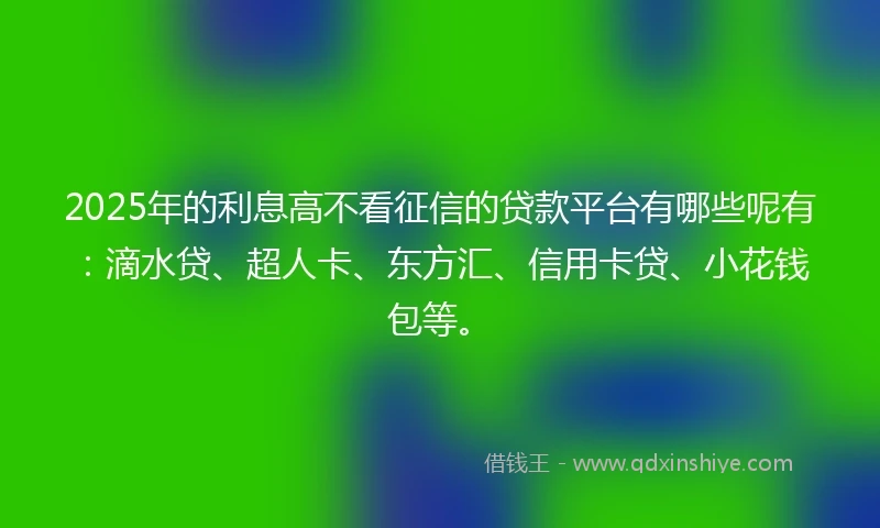 2025年的利息高不看征信的贷款平台有哪些呢有：滴水贷、超人卡、东方汇、信用卡贷、小花钱包等。