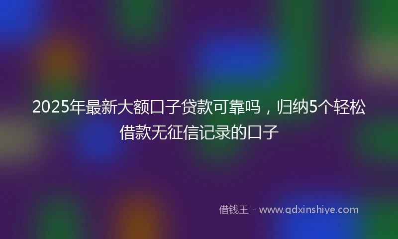 2025年最新大额口子贷款可靠吗，归纳5个轻松借款无征信记录的口子
