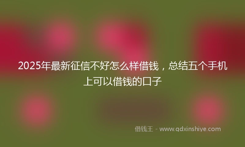 2025年最新征信不好怎么样借钱，总结五个手机上可以借钱的口子