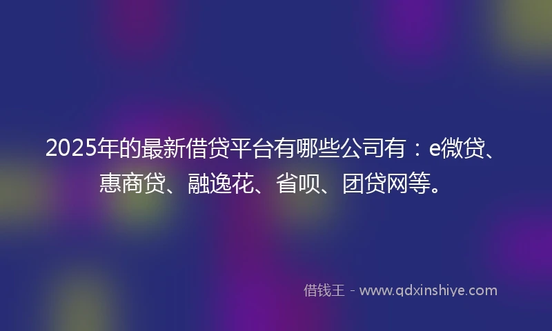 2025年的最新借贷平台有哪些公司有：e微贷、惠商贷、融逸花、省呗、团贷网等。